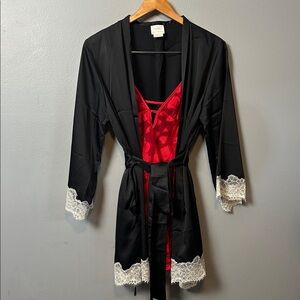 Kate Spade & Frederick’s of Hollywood Black Robe & Red Slip set